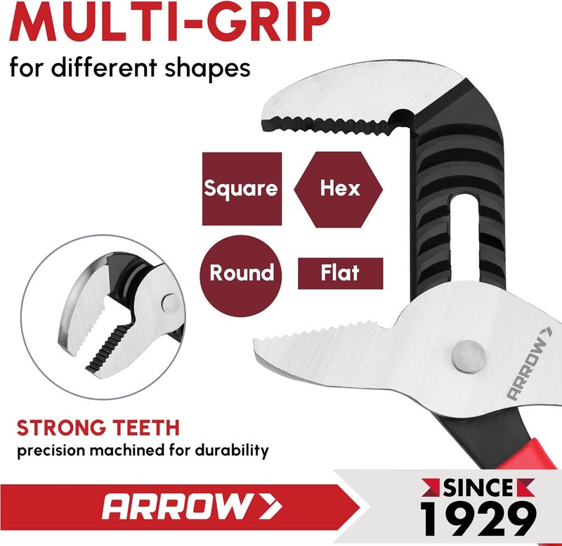 Arrow Fastener ARROW Groove Joint Pliers, 10" Adjustable Water Pump Pliers with 7 Jaw Positions, Serrated Jaws and Comfort Dip-grip Handle, Ideal for Plumbing Repair and Home Maintenance - Image 4